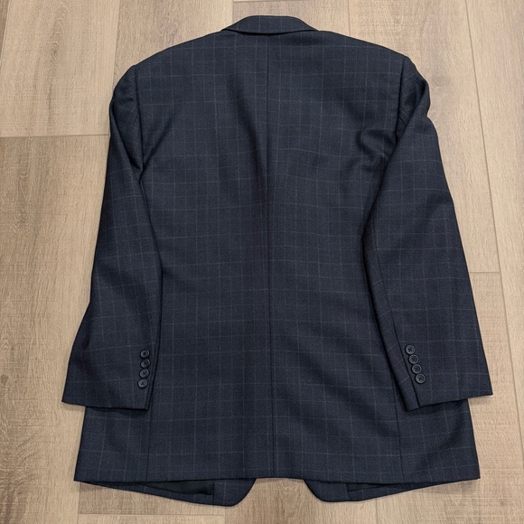 Pronto Uomo Men 46" Chest  Dark Gray Blue Plaid‎ Wool Sport Coat Jacket Blazer - Picture 13 of 14